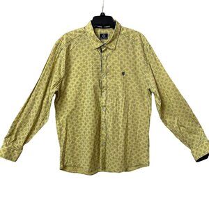 Paul Parker Button Down Shirt Mens XXL Yellow Diamond Pattern Button Collar